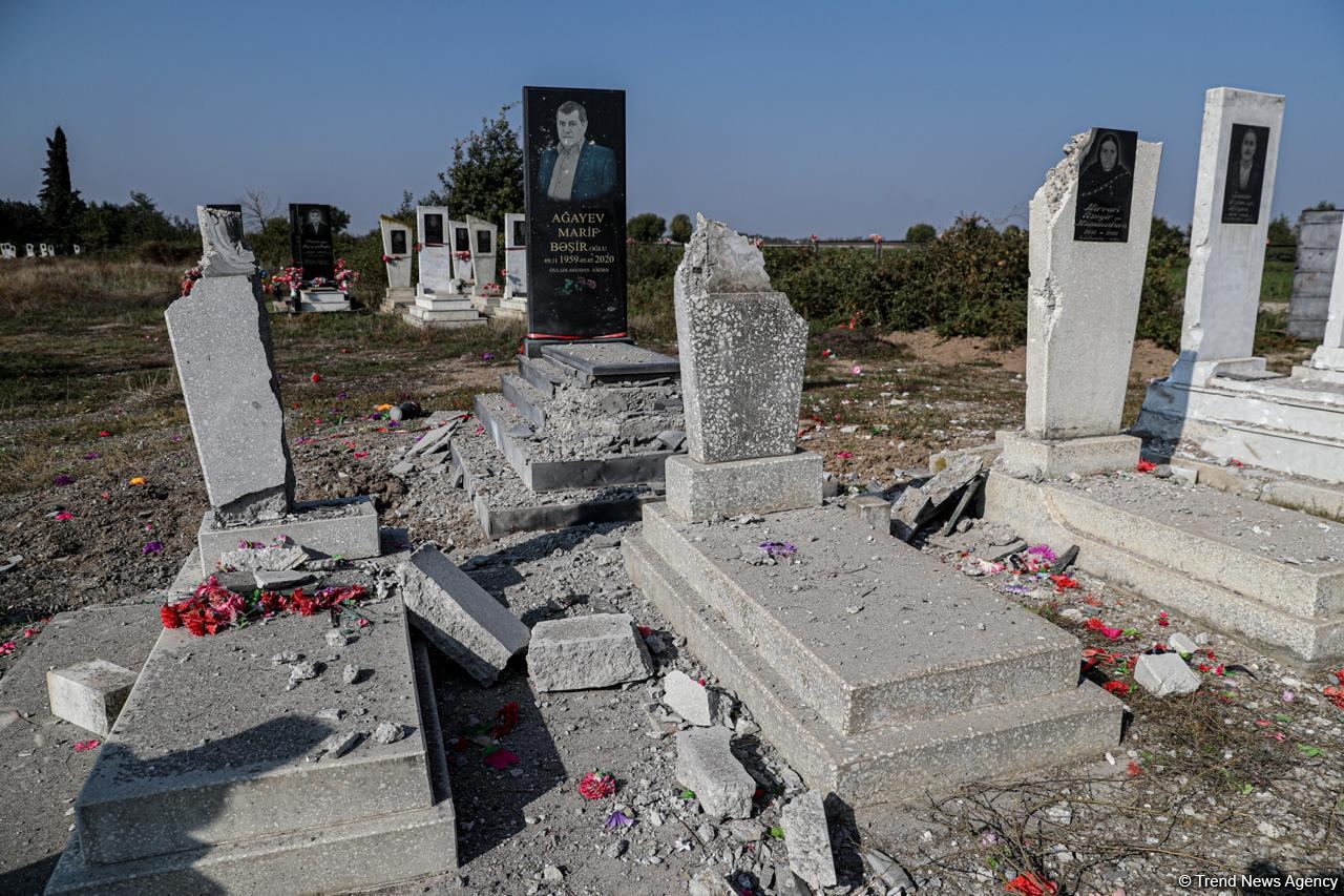 Armenian Armed Forces deliberately bombard cemetery in Azerbaijan's Aghdam (PHOTO)