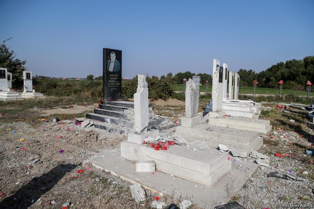 Armenian Armed Forces deliberately bombard cemetery in Azerbaijan's Aghdam (PHOTO)