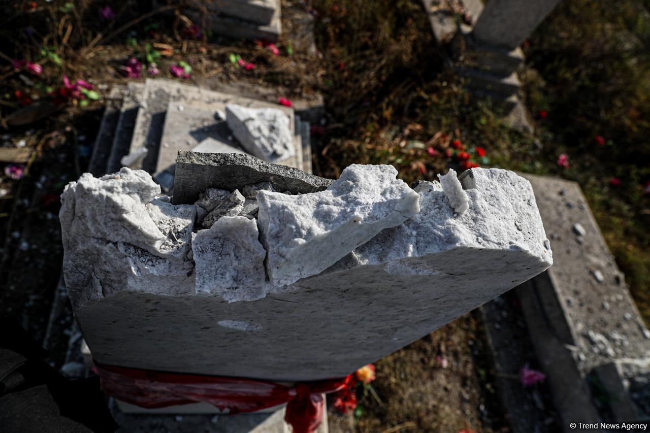 Armenian Armed Forces deliberately bombard cemetery in Azerbaijan's Aghdam (PHOTO)