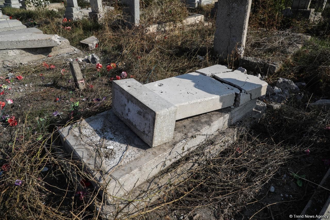 Armenian Armed Forces deliberately bombard cemetery in Azerbaijan's Aghdam (PHOTO)
