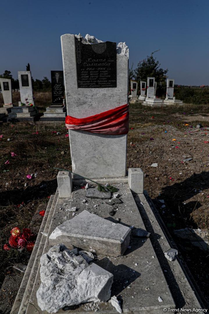 Armenian Armed Forces deliberately bombard cemetery in Azerbaijan's Aghdam (PHOTO)