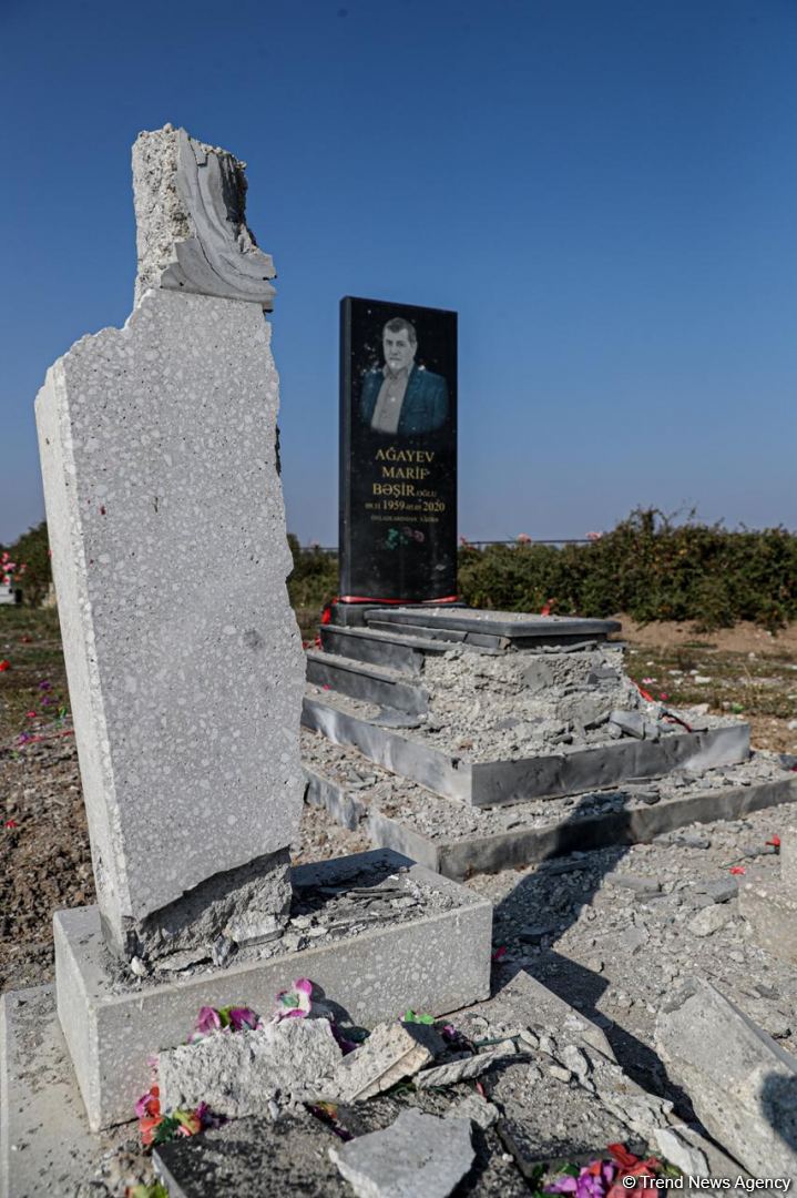 Armenian Armed Forces deliberately bombard cemetery in Azerbaijan's Aghdam (PHOTO)
