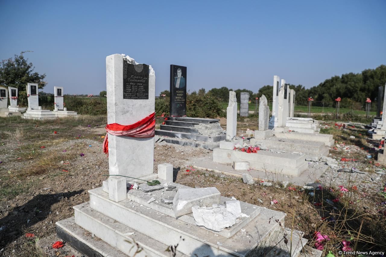 Armenian Armed Forces deliberately bombard cemetery in Azerbaijan's Aghdam (PHOTO)