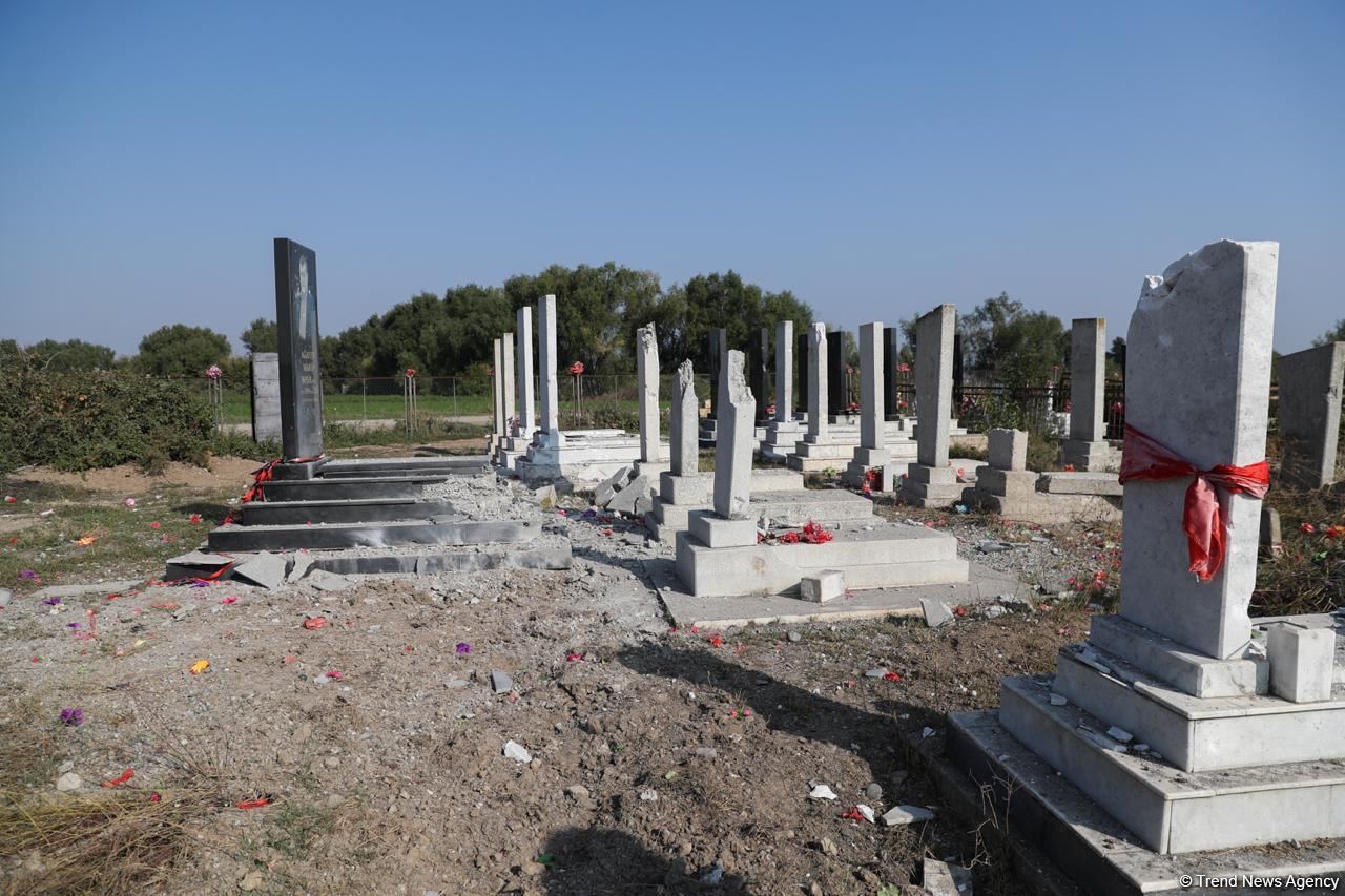 Armenian Armed Forces deliberately bombard cemetery in Azerbaijan's Aghdam (PHOTO)