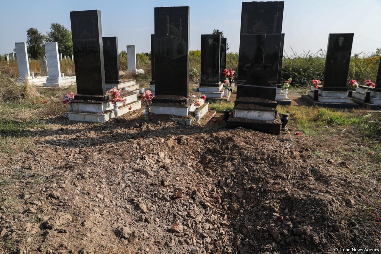 Armenian Armed Forces deliberately bombard cemetery in Azerbaijan's Aghdam (PHOTO)