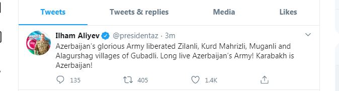 Azerbaijan liberates 4 Gubadli district villages from Armenia's occupation