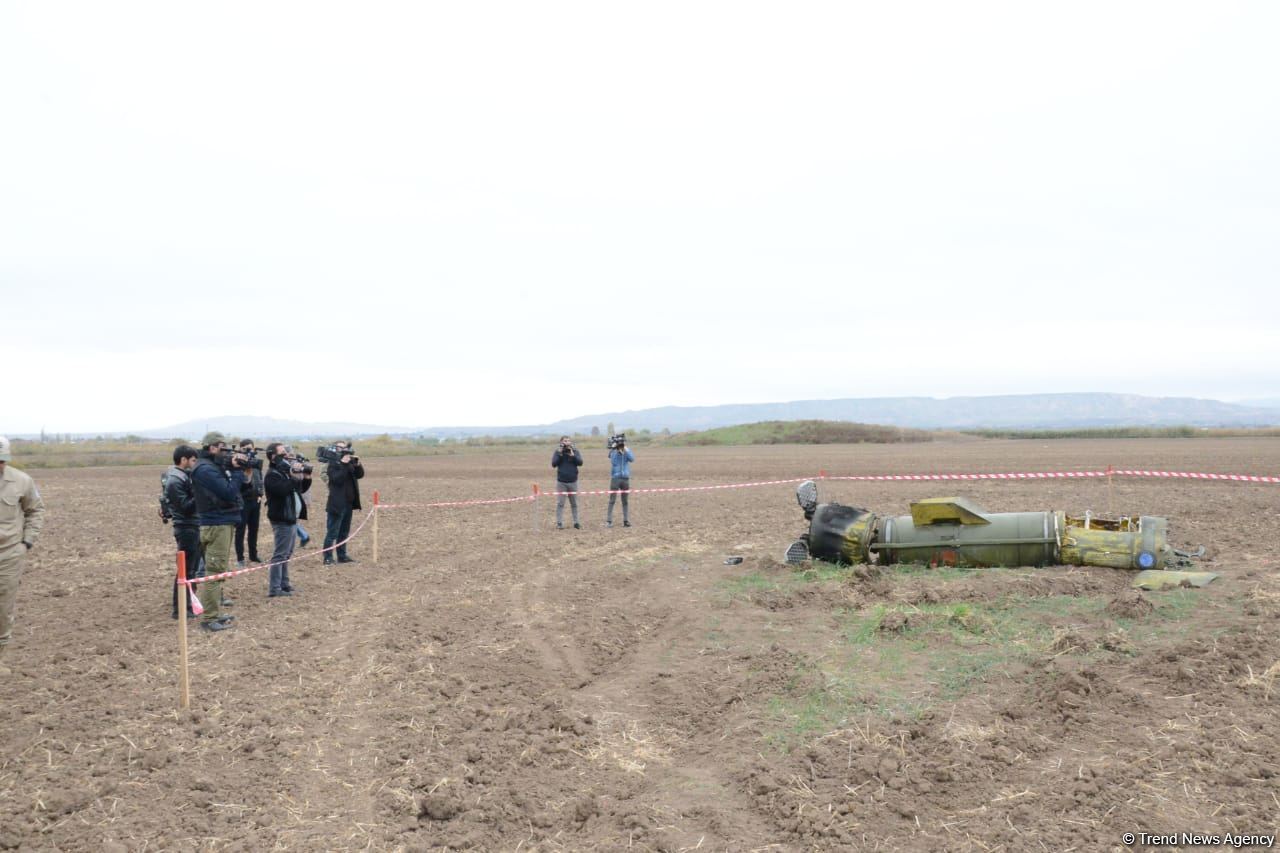Journalists in liberated Fuzuli shown 'Tochka-U' missile wreckage - results of Armenian attacks (PHOTO/VIDEO)