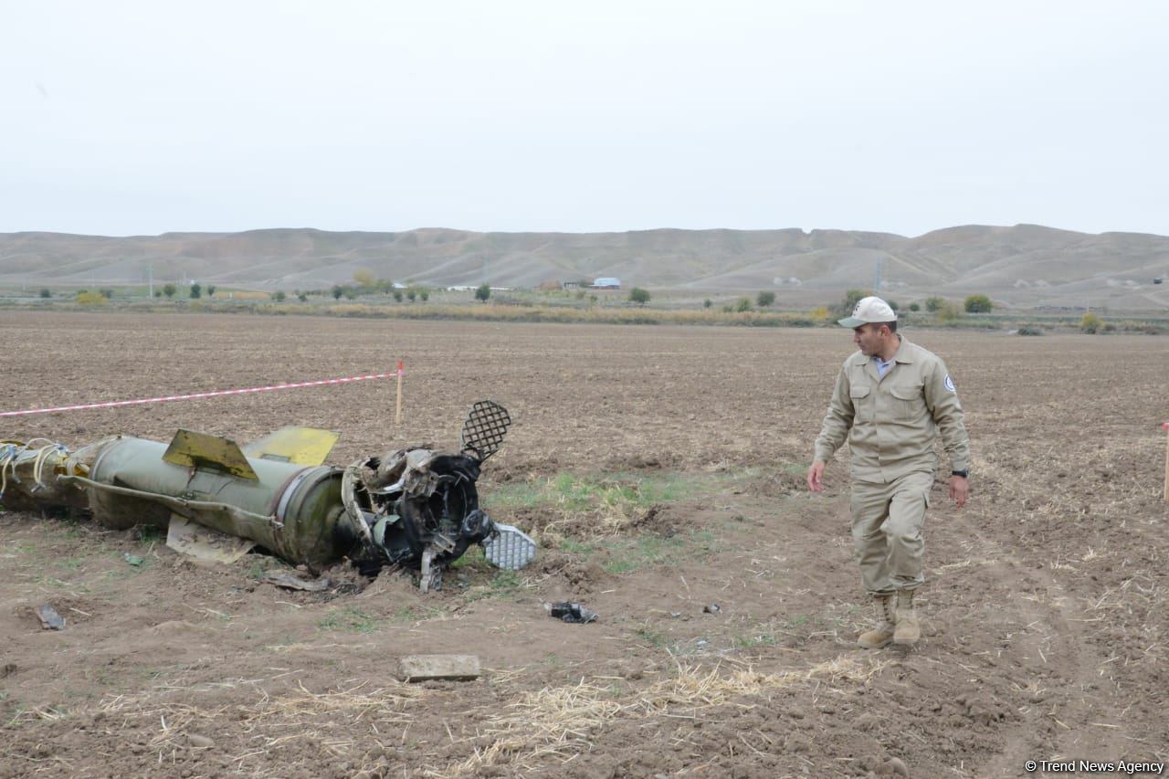 Journalists in liberated Fuzuli shown 'Tochka-U' missile wreckage - results of Armenian attacks (PHOTO/VIDEO)
