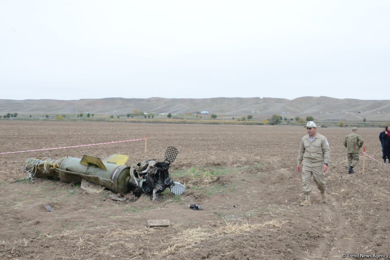 Journalists in liberated Fuzuli shown 'Tochka-U' missile wreckage - results of Armenian attacks (PHOTO/VIDEO)