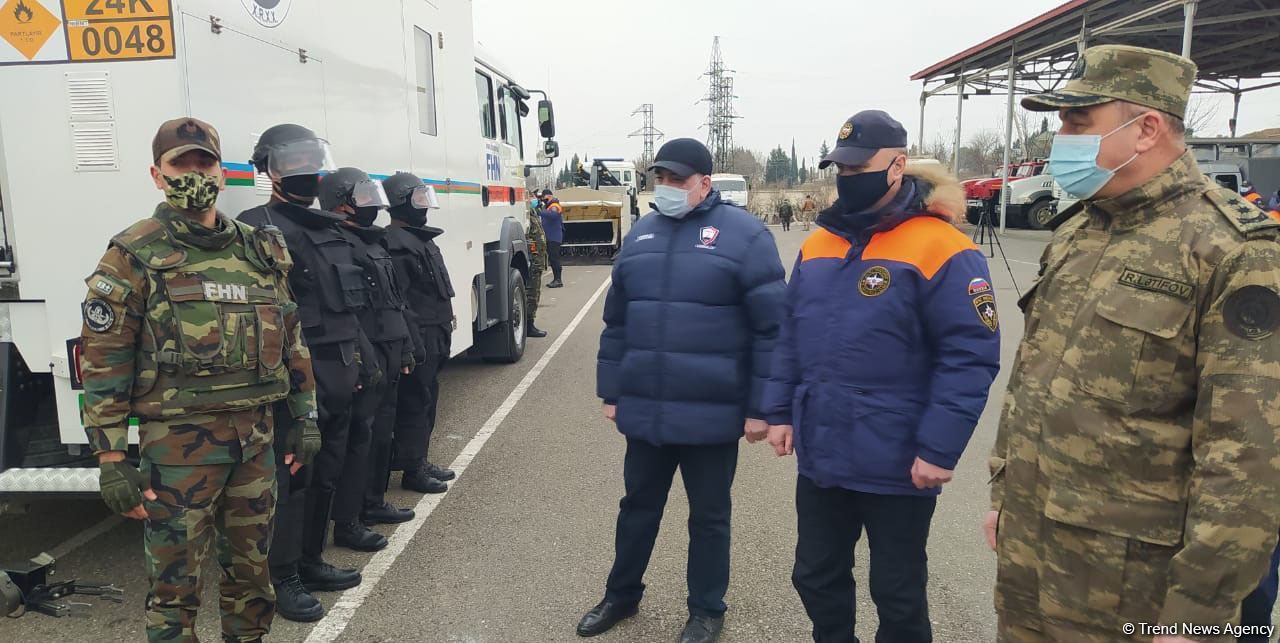 Azerbaijani, Russian squads undergo training before de-mining actions in Aghdam (PHOTO)