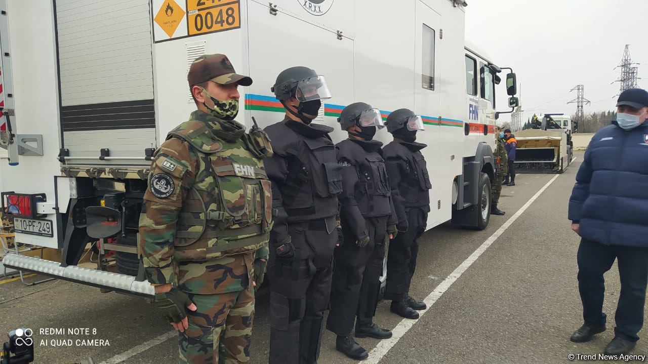 Azerbaijani, Russian squads undergo training before de-mining actions in Aghdam (PHOTO)