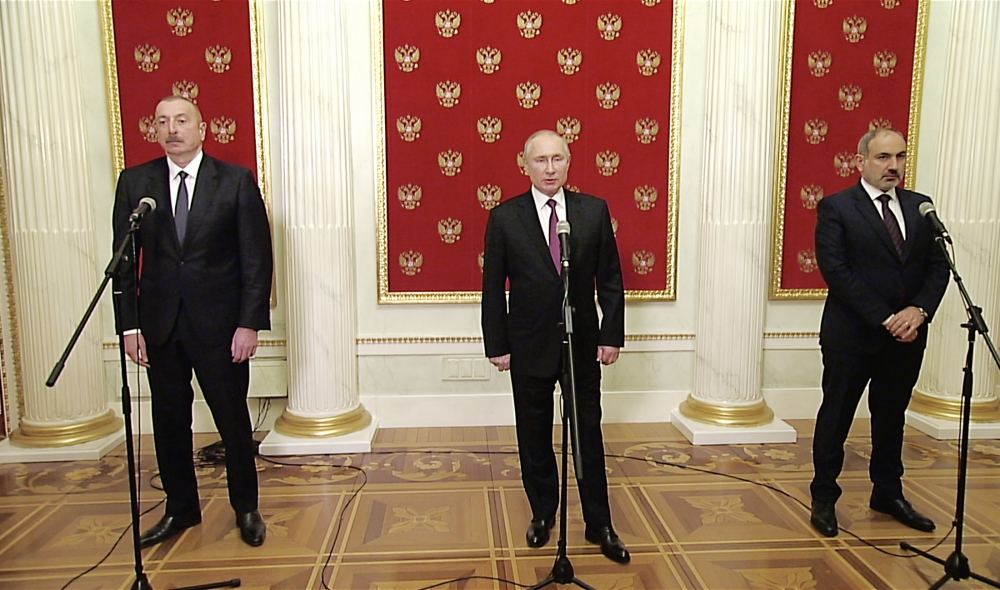 Russian president, Azerbaijani president, and Armenian PM make press statements (PHOTO)