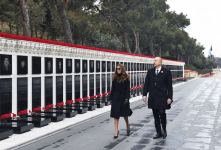 Azerbaijani president, first lady visit Alley of Martyrs on 31st anniversary of 20 January tragedy (PHOTO)