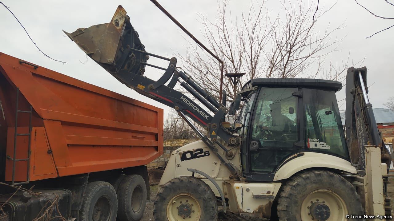 Azerbaijan repairing houses destroyed as result of Armenian aggression in Horadiz (PHOTO)