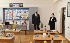 Azerbaijani president views conditions created at reconstructed schools in Sabunchu, Surakhani (PHOTO)