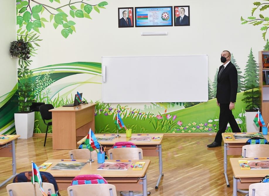 Azerbaijani president views conditions created at reconstructed schools in Sabunchu, Surakhani (PHOTO)