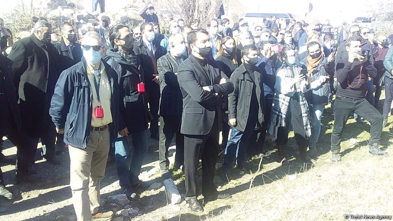Foreign diplomats view Armenian-destroyed culture house in Azerbaijan's Jabrayil (PHOTO/VIDEO)