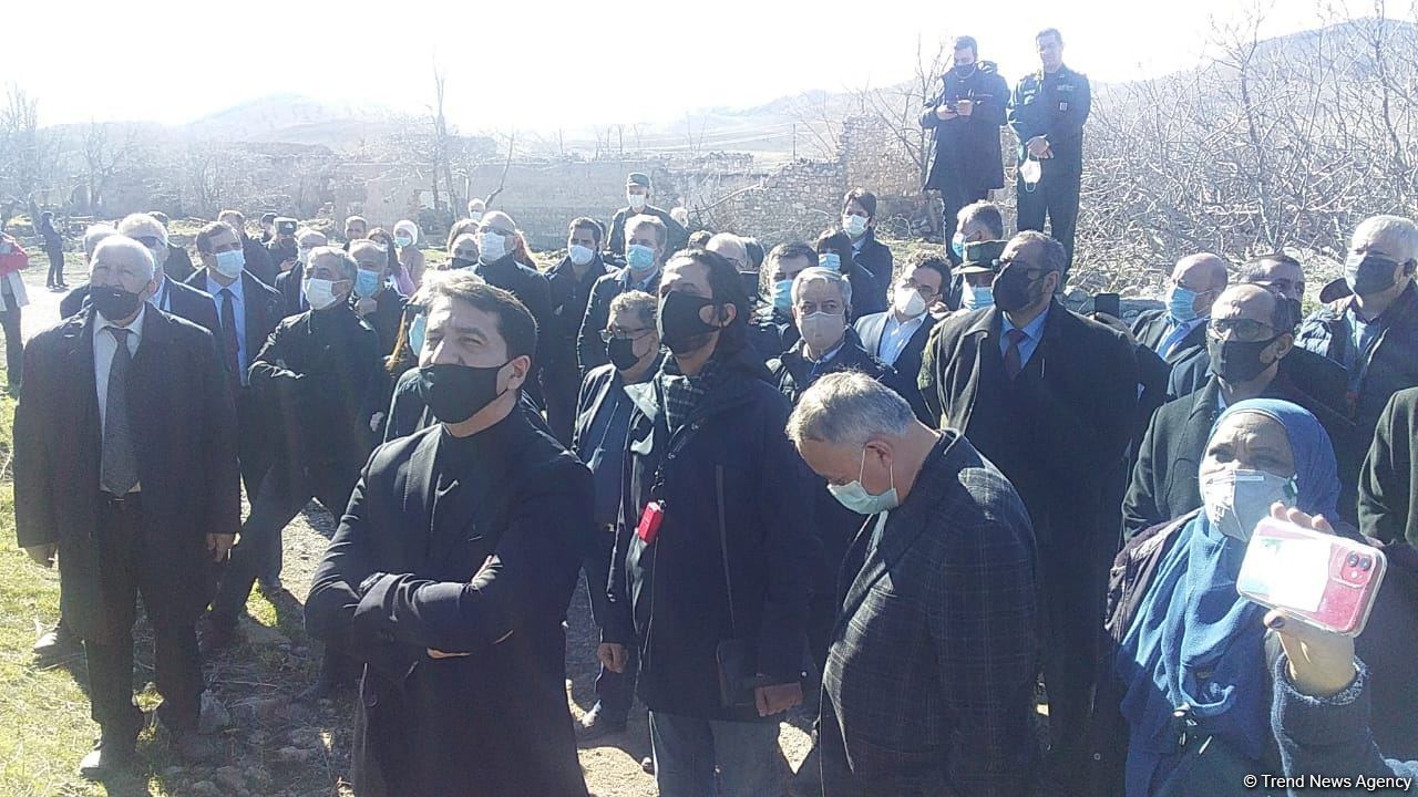 Foreign diplomats view Armenian-destroyed culture house in Azerbaijan's Jabrayil (PHOTO/VIDEO)