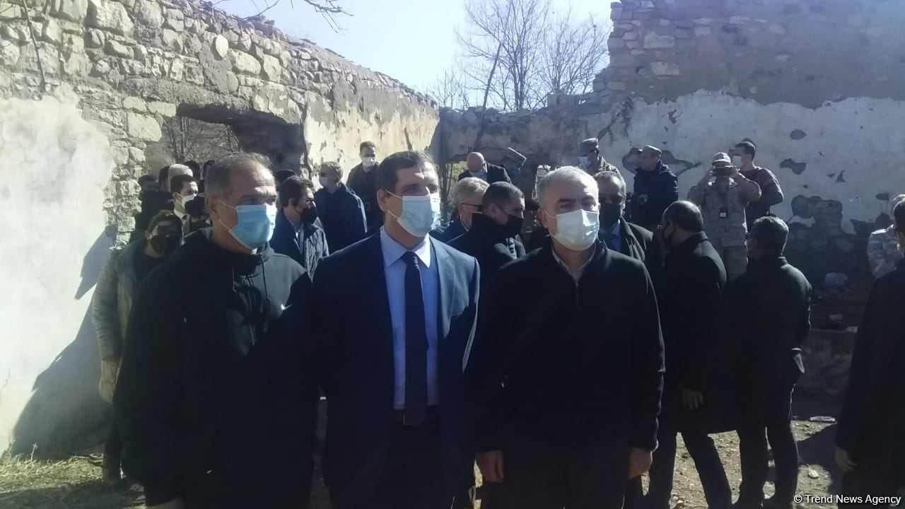 Foreign diplomats view Armenian-destroyed culture house in Azerbaijan's Jabrayil (PHOTO/VIDEO)