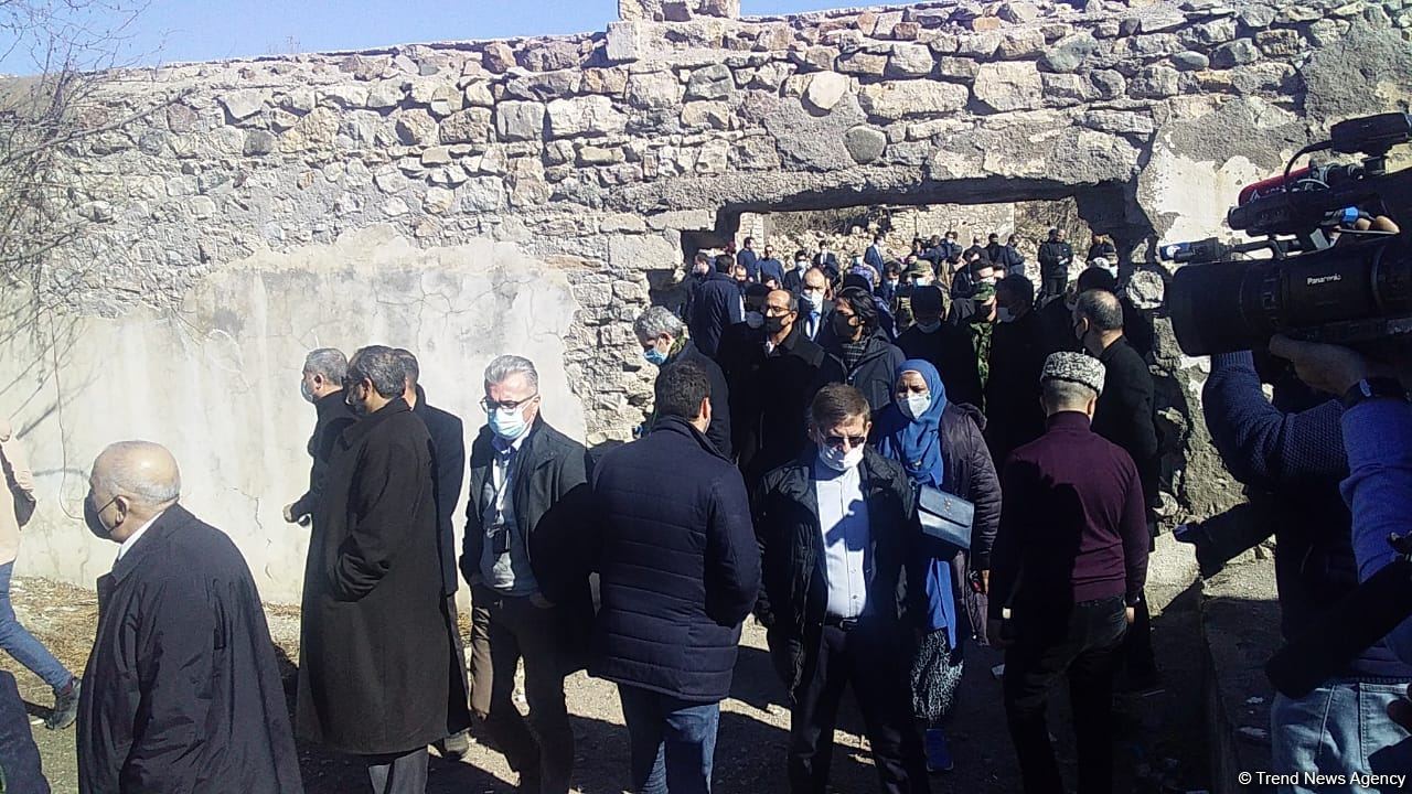 Foreign diplomats view Armenian-destroyed culture house in Azerbaijan's Jabrayil (PHOTO/VIDEO)