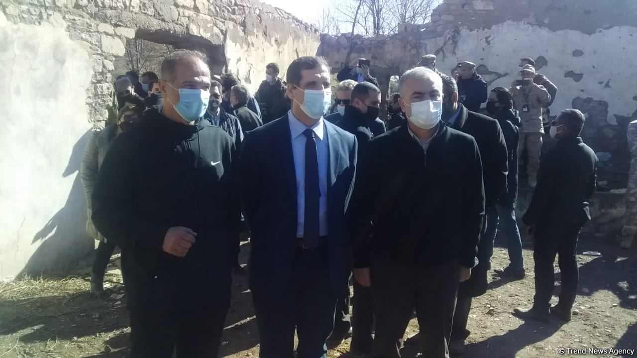 Foreign diplomats view Armenian-destroyed culture house in Azerbaijan's Jabrayil (PHOTO/VIDEO)