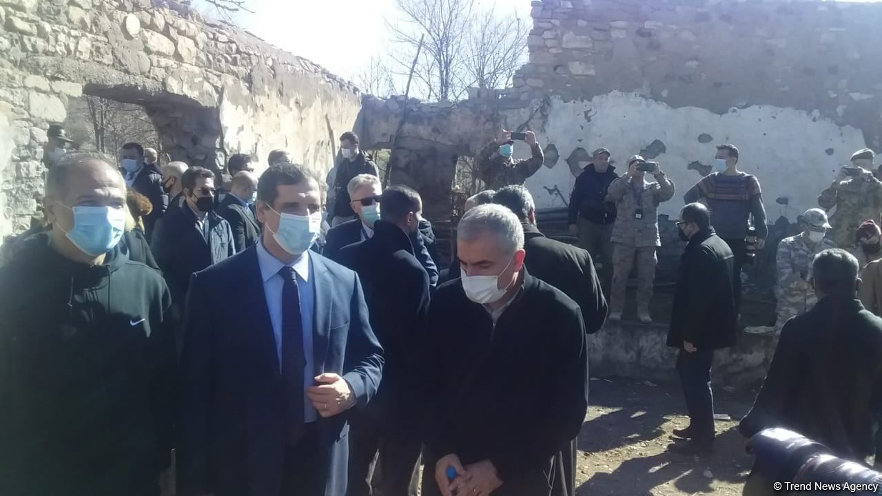 Foreign diplomats view Armenian-destroyed culture house in Azerbaijan's Jabrayil (PHOTO/VIDEO)