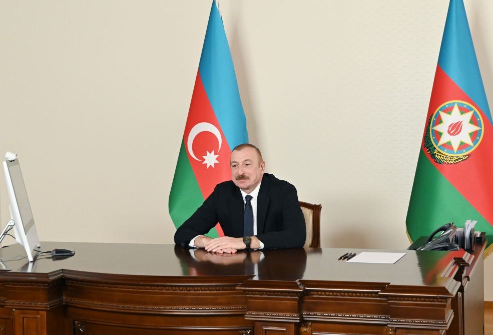 Azerbaijani president receives co-chair of Nizami Ganjavi International Center in video format (PHOTO)
