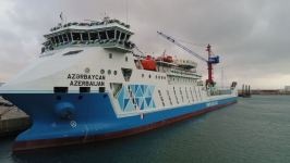 Azerbaijani president, first lady attend sail away of 'Academician Zarifa Aliyeva' ship, launch of first Ro-Pax type 'Azerbaijan' ferry boat (PHOTO)