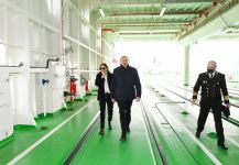 Azerbaijani president, first lady attend sail away of 'Academician Zarifa Aliyeva' ship, launch of first Ro-Pax type 'Azerbaijan' ferry boat (PHOTO)