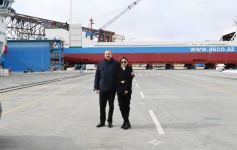 Azerbaijani president, first lady attend sail away of 'Academician Zarifa Aliyeva' ship, launch of first Ro-Pax type 'Azerbaijan' ferry boat (PHOTO)