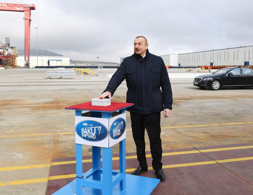 Azerbaijani president, first lady attend sail away of 'Academician Zarifa Aliyeva' ship, launch of first Ro-Pax type 'Azerbaijan' ferry boat (PHOTO)