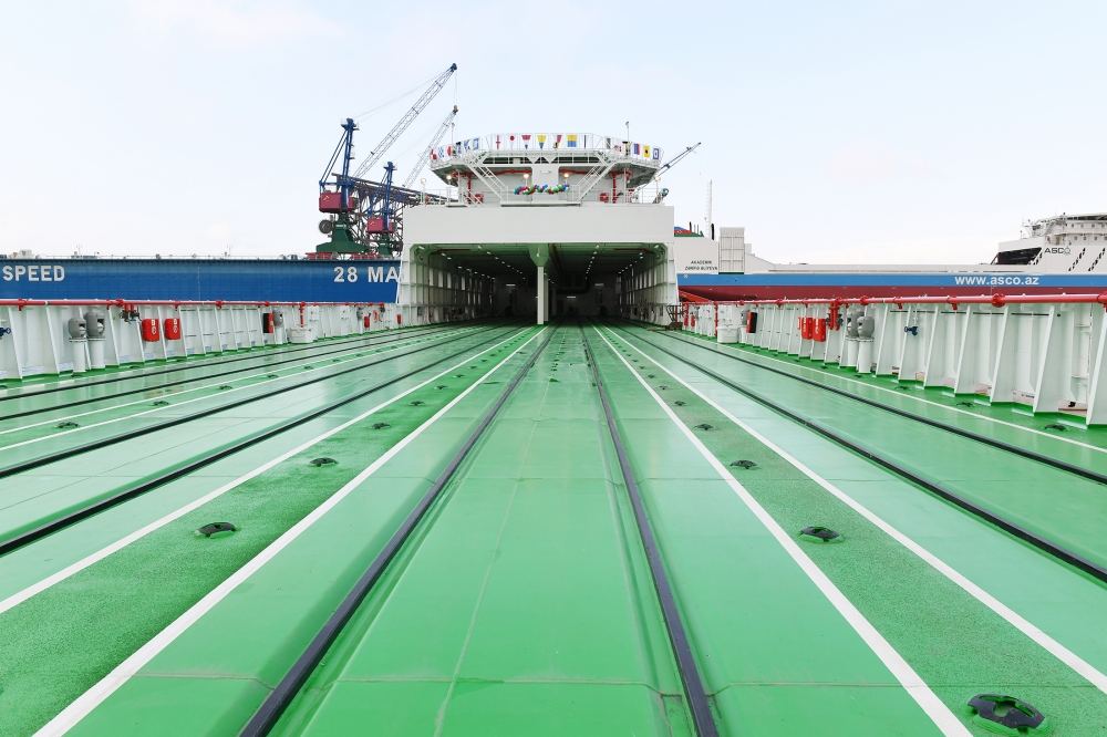Azerbaijani president, first lady attend sail away of 'Academician Zarifa Aliyeva' ship, launch of first Ro-Pax type 'Azerbaijan' ferry boat (PHOTO)