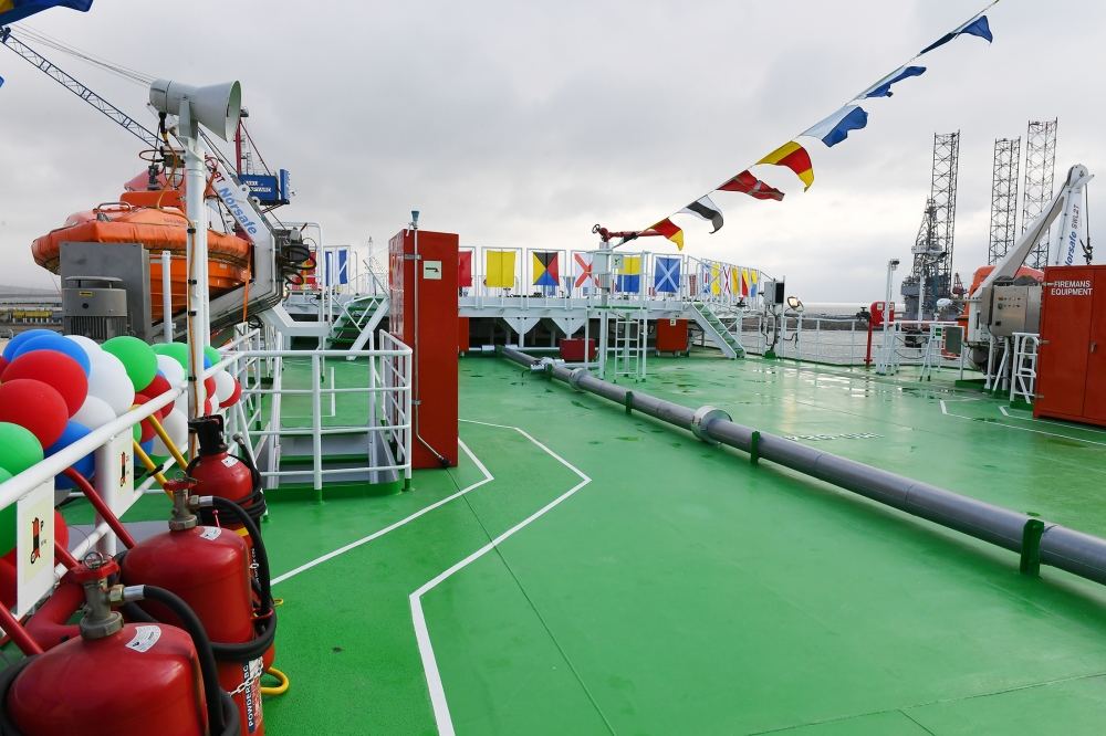 Azerbaijani president, first lady attend sail away of 'Academician Zarifa Aliyeva' ship, launch of first Ro-Pax type 'Azerbaijan' ferry boat (PHOTO)