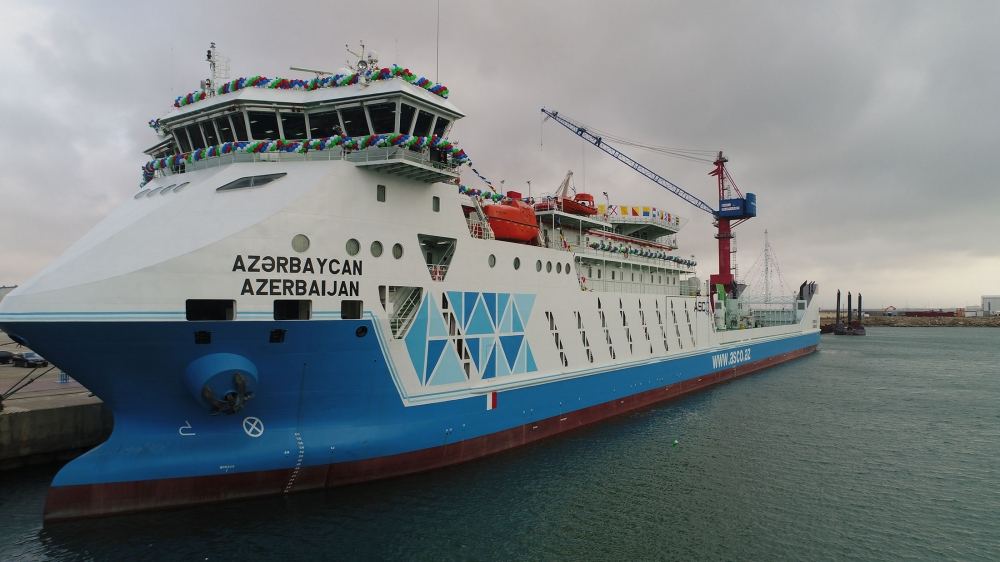 Azerbaijani president, first lady attend sail away of 'Academician Zarifa Aliyeva' ship, launch of first Ro-Pax type 'Azerbaijan' ferry boat (PHOTO)