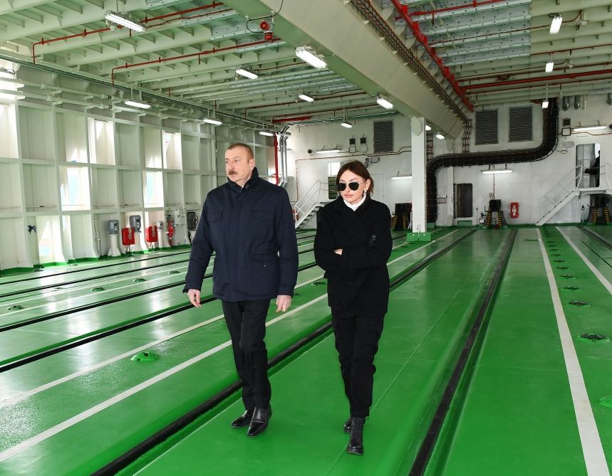 Azerbaijani president, first lady attend sail away of 'Academician Zarifa Aliyeva' ship, launch of first Ro-Pax type 'Azerbaijan' ferry boat (PHOTO)