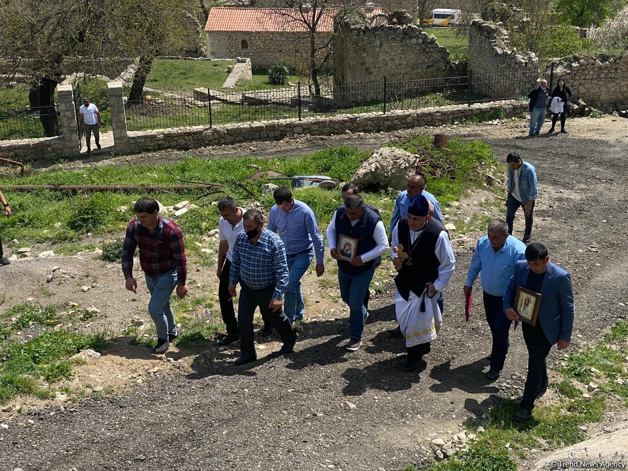 Azerbaijan's Albanian-Udi Christian community members visit ancient temple in Tugh - Trend TV (PHOTO)