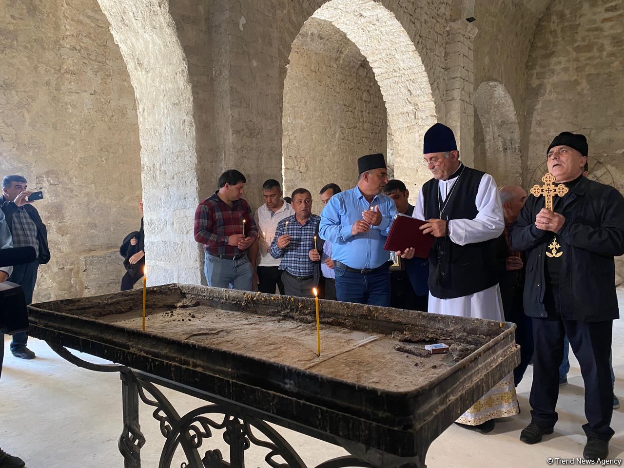 Azerbaijan's Albanian-Udi Christian community members visit ancient temple in Tugh - Trend TV (PHOTO)