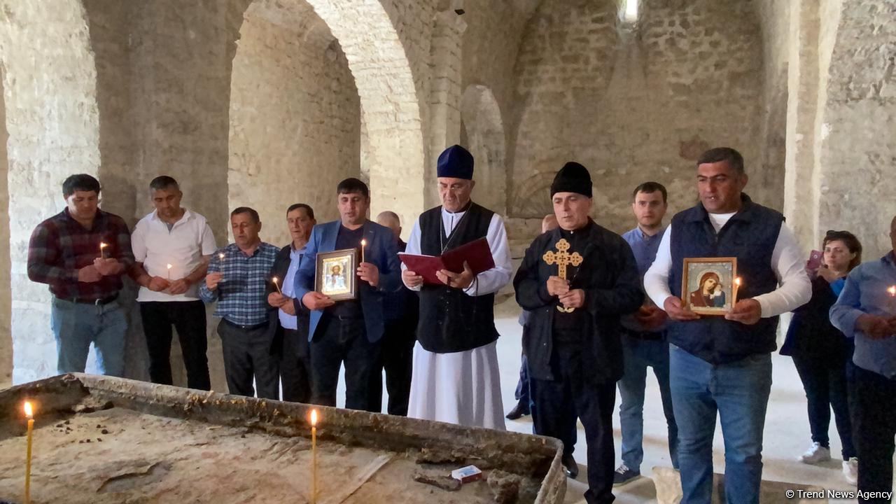 Azerbaijan's Albanian-Udi Christian community members visit ancient temple in Tugh - Trend TV (PHOTO)