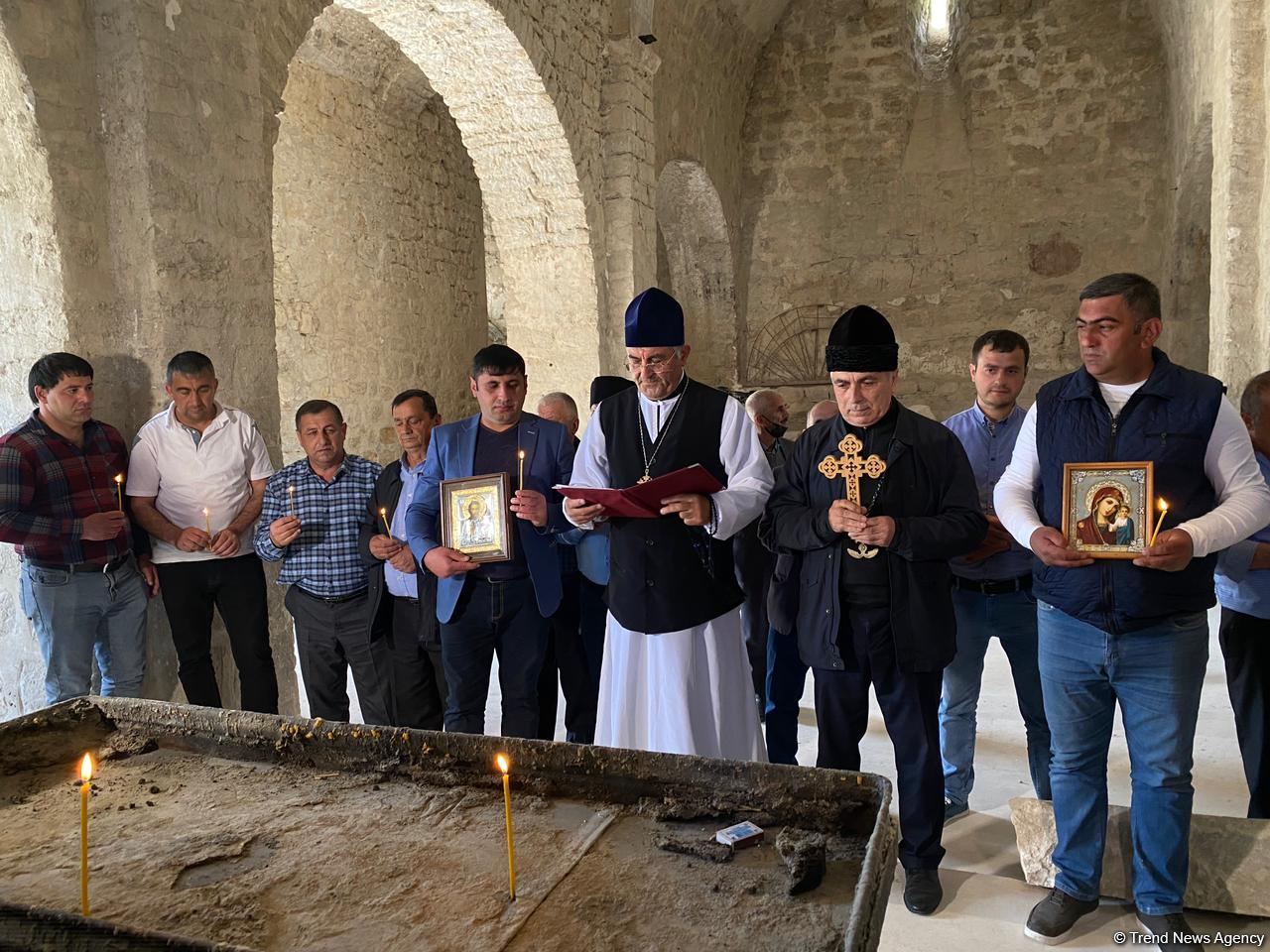 Azerbaijan's Albanian-Udi Christian community members visit ancient temple in Tugh - Trend TV (PHOTO)