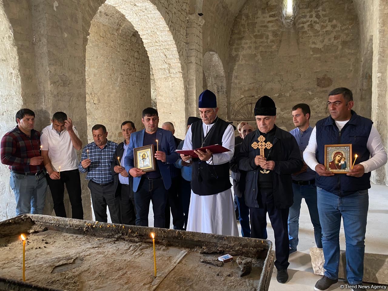 Azerbaijan's Albanian-Udi Christian community members visit ancient temple in Tugh - Trend TV (PHOTO)