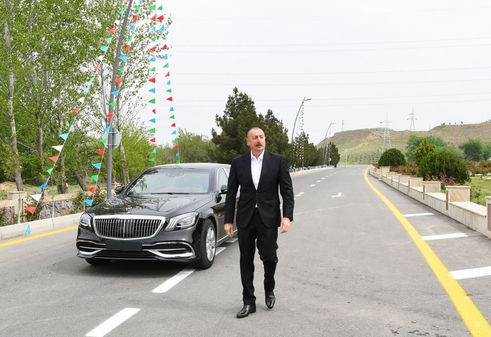 President Ilham Aliyev opens Hajigabul-Mughan highway after renovation (PHOTO)