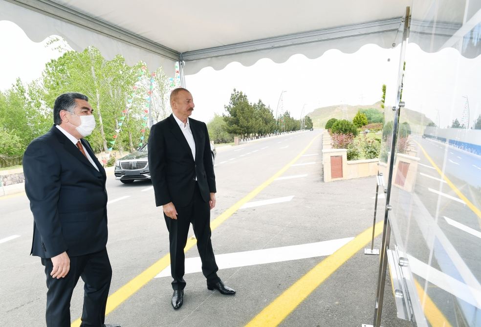 President Ilham Aliyev opens Hajigabul-Mughan highway after renovation (PHOTO)