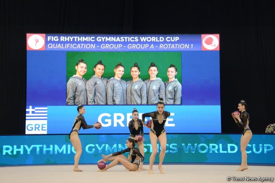 Group teams perform at National Gymnastics Arena as part of Rhythmic Gymnastics World Cup in Baku (PHOTO)