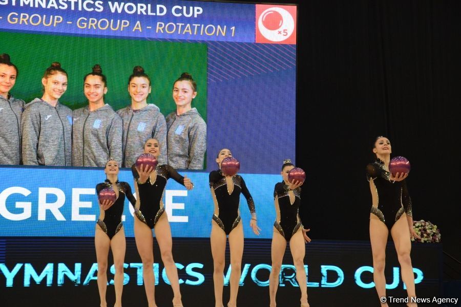 Group teams perform at National Gymnastics Arena as part of Rhythmic Gymnastics World Cup in Baku (PHOTO)