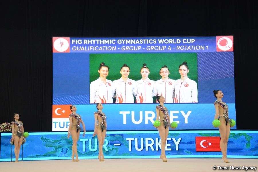 Group teams perform at National Gymnastics Arena as part of Rhythmic Gymnastics World Cup in Baku (PHOTO)