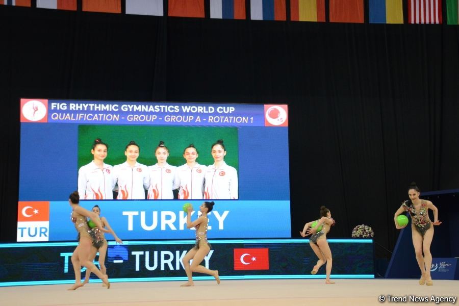 Group teams perform at National Gymnastics Arena as part of Rhythmic Gymnastics World Cup in Baku (PHOTO)