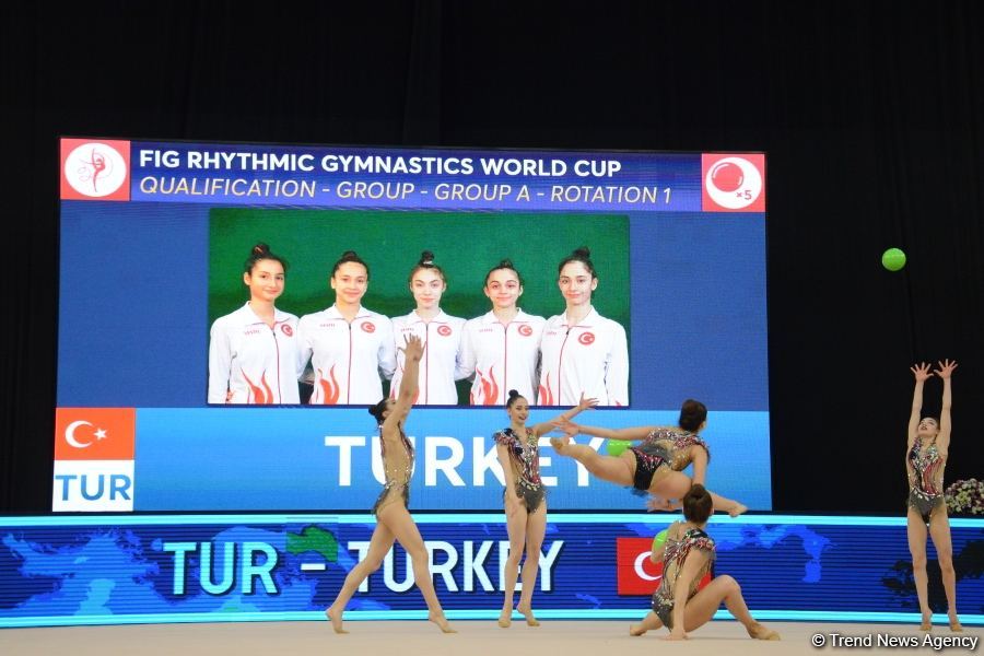 Group teams perform at National Gymnastics Arena as part of Rhythmic Gymnastics World Cup in Baku (PHOTO)