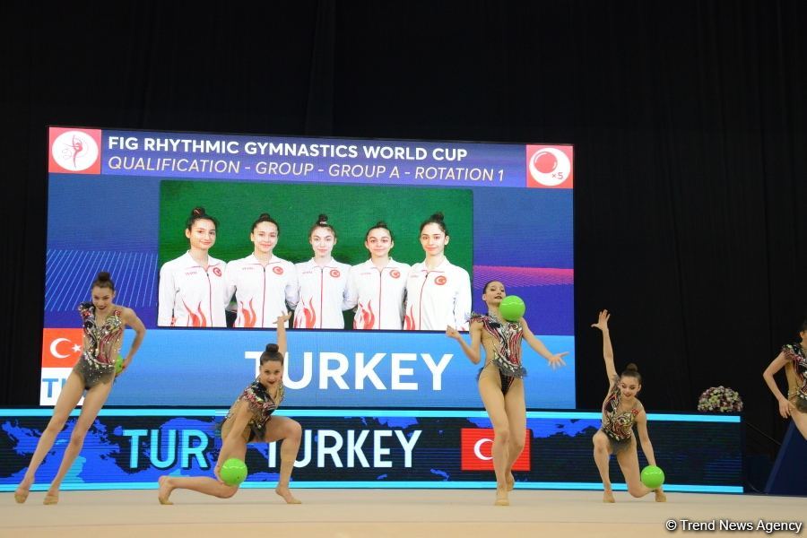 Group teams perform at National Gymnastics Arena as part of Rhythmic Gymnastics World Cup in Baku (PHOTO)