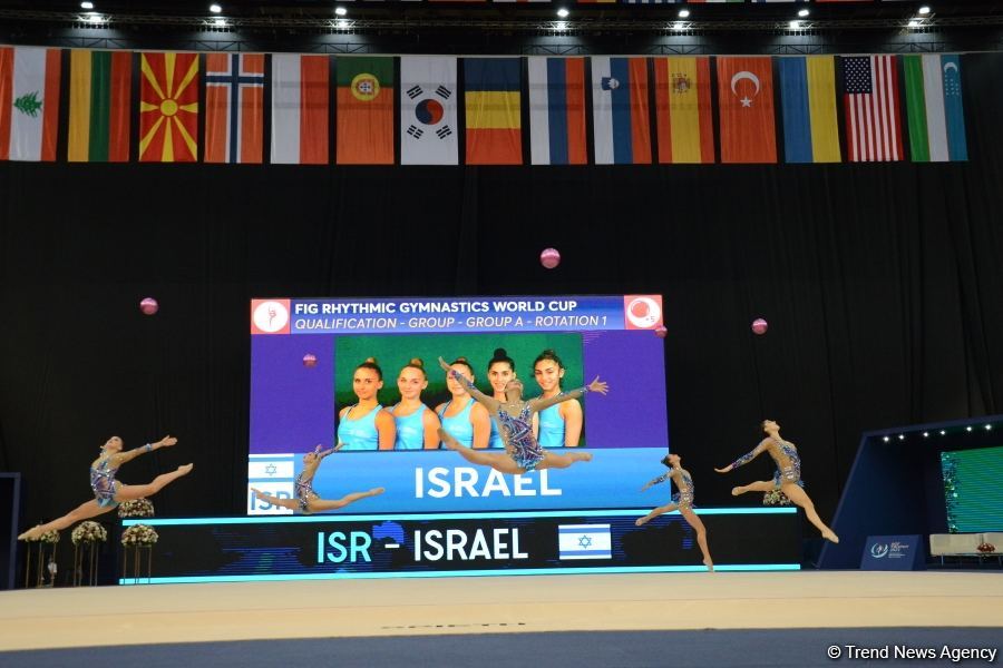 Group teams perform at National Gymnastics Arena as part of Rhythmic Gymnastics World Cup in Baku (PHOTO)