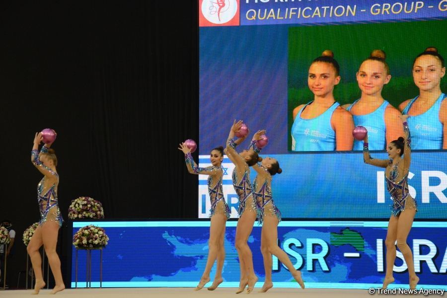 Group teams perform at National Gymnastics Arena as part of Rhythmic Gymnastics World Cup in Baku (PHOTO)